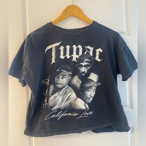 Bravado Black 2Pac Tupac Cropped T-shirt Graphic Tee Rap Music Hip Hop